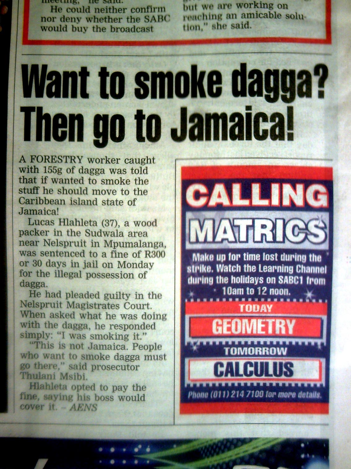 want to smoke dagga?